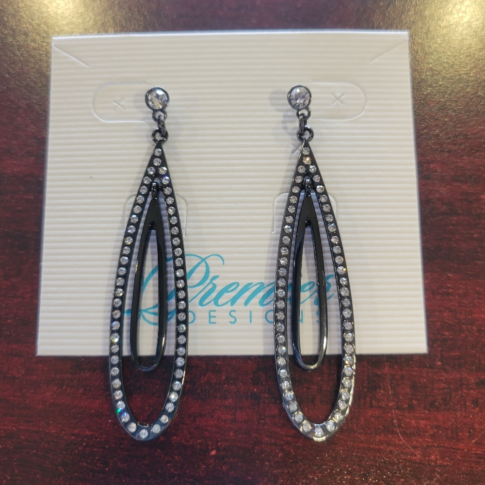 Premier Designs Hematite Stud CZ Earrings